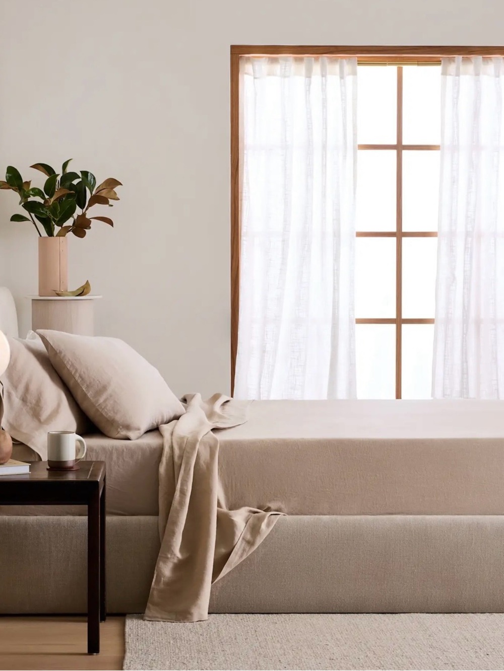 NWOT Quince European Linen 4 Piece Sheet Set, Queen (Toffee)
